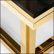 Dining table with gold finish metal structure and tempered glass top 162-Recta