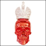 Sculpture made in marble dust resin chromed in red finish with hebrew crown PC-Skull Red Hebrew