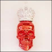 Sculpture made in marble dust resin chromed in red finish with hebrew crown PC-Skull Red Hebrew