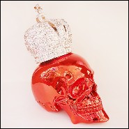 Sculpture made in marble dust resin chromed in red finish with hebrew crown PC-Skull Red Hebrew