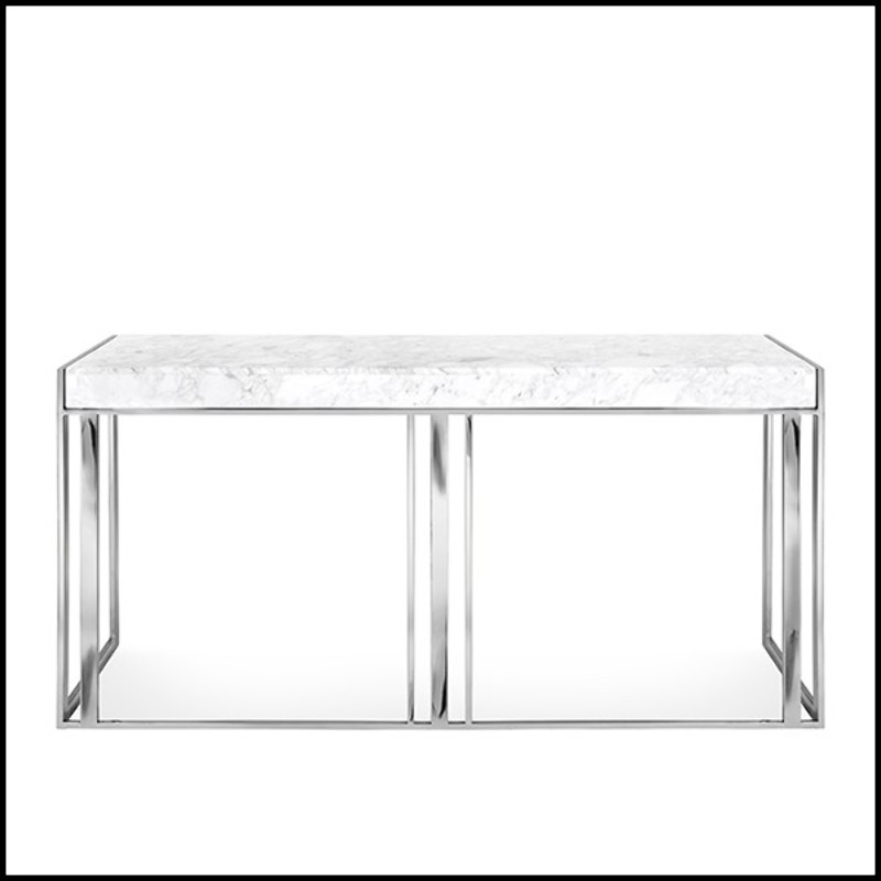 Console avec structure en métal finition cuivre ou gold ou chrome avec marbre blanc 162-Villa