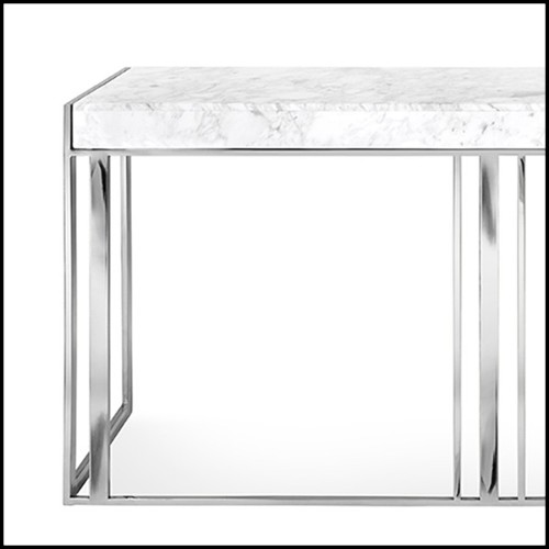 Console avec structure en métal finition cuivre ou gold ou chrome avec marbre blanc 162-Villa