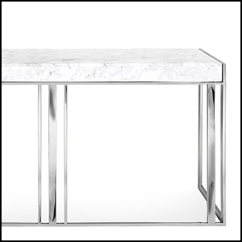 Console avec structure en métal finition cuivre ou gold ou chrome avec marbre blanc 162-Villa