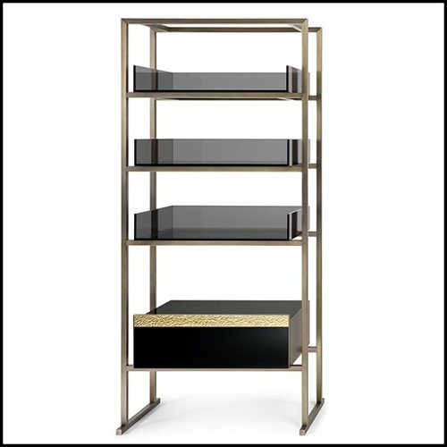 Shelf in metal in burnished and antiqued brass finish 182-Pietro