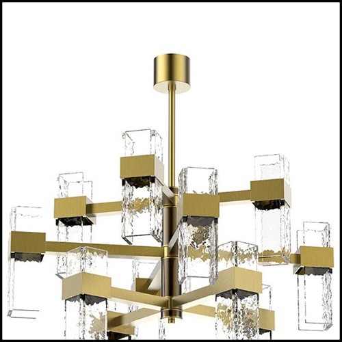 Chandelier in solid brass in vintage bronzed matte finish 165-Lewis