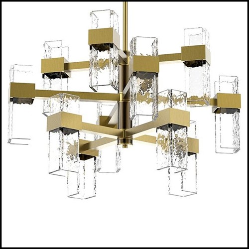 Chandelier in solid brass in vintage bronzed matte finish 165-Lewis