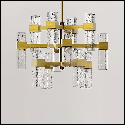 Chandelier in solid brass in vintage bronzed matte finish 165-Lewis