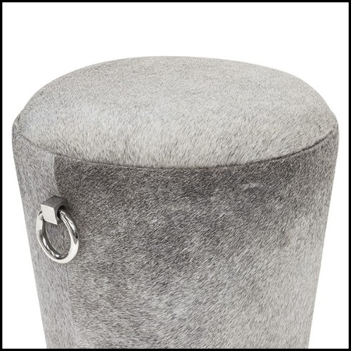 Stool in solid wood and covered with buffalo water skin 162-Buffalo