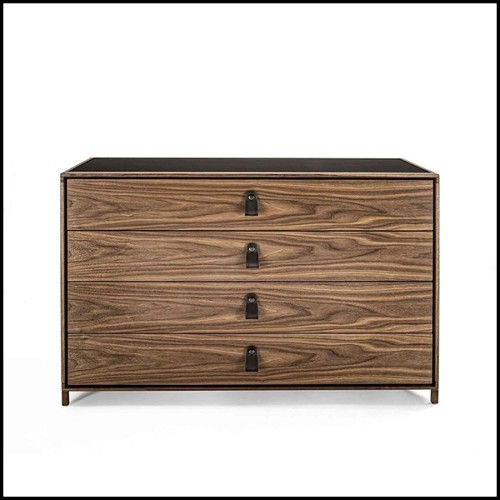 Chest of Drawers in solid walnut wood with 4 drawers 154-Ellite