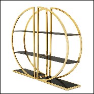 Bookcase set of 2 with metal structure in gold finish with smoked glass 162-Opale Set of 2