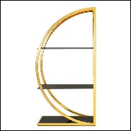 Bookcase set of 2 with metal structure in gold finish with smoked glass 162-Opale Set of 2