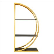 Bookcase set of 2 with metal structure in gold finish with smoked glass 162-Opale Set of 2