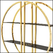 Bookcase set of 2 with metal structure in gold finish with smoked glass 162-Opale Set of 2