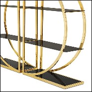 Bookcase set of 2 with metal structure in gold finish with smoked glass 162-Opale Set of 2