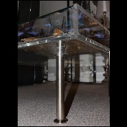 Coffee table with around 330 Butterflies under plexiglass top frame and with clear glass top PC-Blue Butterflies