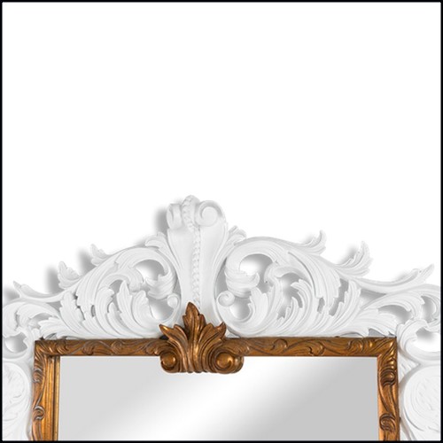 Mirror with frame in white and atique gold leaf finishes 119 Bas Relief Foliage