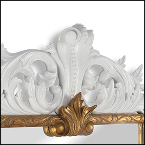 Mirror with frame in white and atique gold leaf finishes 119 Bas Relief Foliage