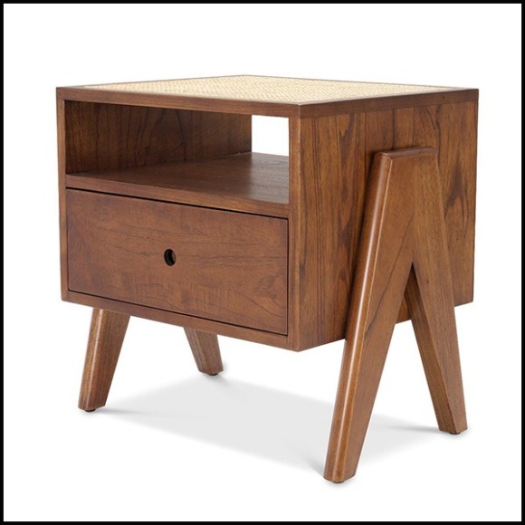 Table de chevet en rottin tissé 24- Latour Brown