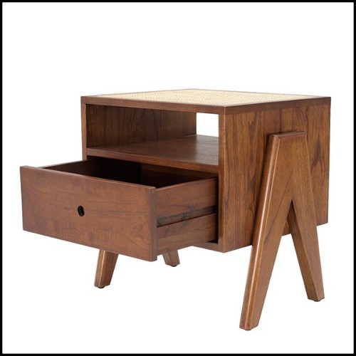 Table de chevet en rottin tissé 24- Latour Brown