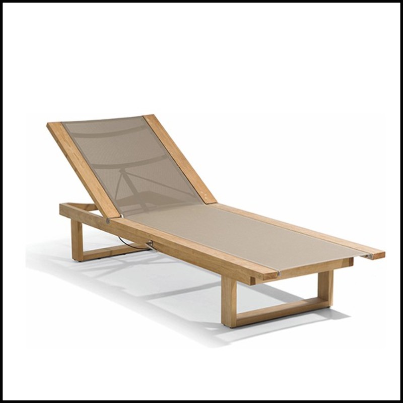 Lounger in teak and Black textile 48-SIENA Bronze