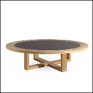 Table basse en teck et pierre bleue 48-Siena Round