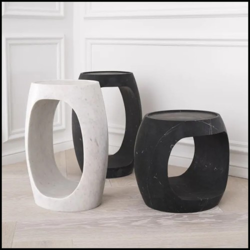 Black Marble Side Table 24- Clipper Low﻿