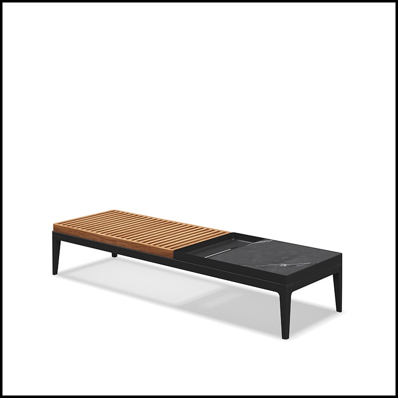 Table basse 45 - Grid teak & ceramic