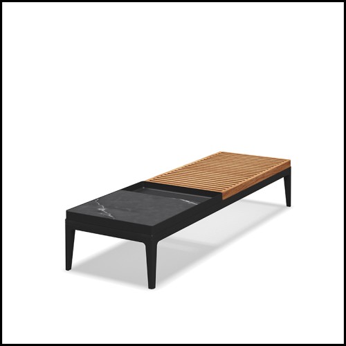 Coffee table 45 -  Grid teak & ceramic