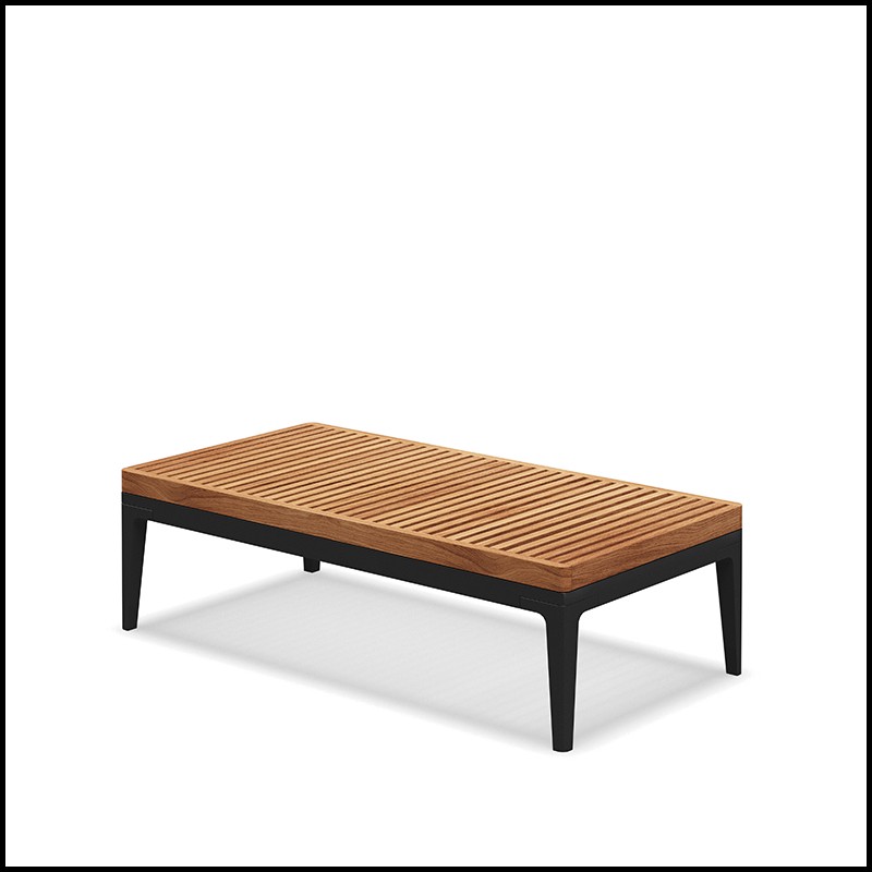 Coffee table 45 -  Grid teak rectangular