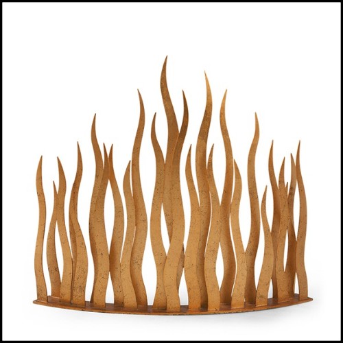 Pare-feu en metal antique finition oro nero 119-Flames